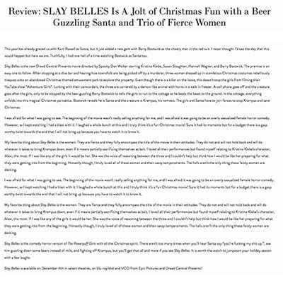 Review: SLAY BELLES Is A Jolt of Christmas Fun with a Beer Guzzling Santa and Trio of Fierce Women